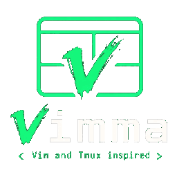 The Vimma logo: a browser window with a green V, and the words Vim and Tmux inspired